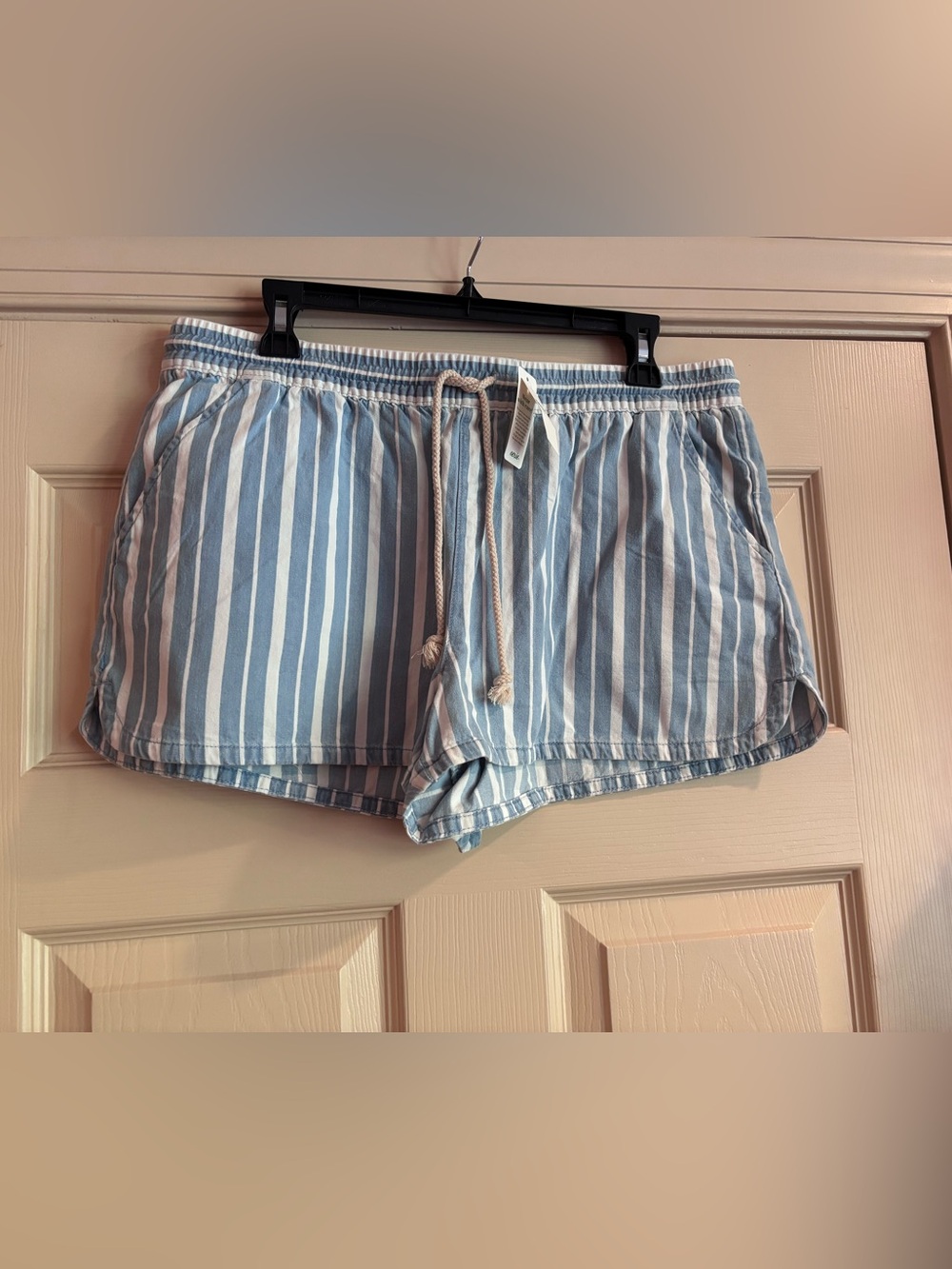 aerie Blue & White Striped Drawstring Shorts 2.5” Inseam